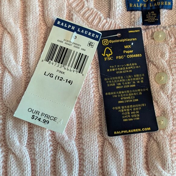 NWT Ralph Lauren Girls' Large (12-14) Sweater Dress and Zippered Hoodie - Picture 3 of 16